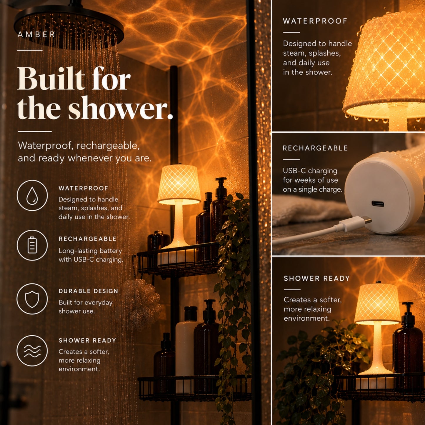 Amber Shower Lamp